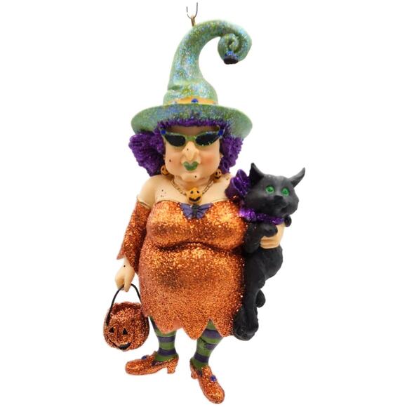 Which Witch Zelda Cat Orange Dress Halloween Tree December Diamonds Ornament - Picture 3 of 11